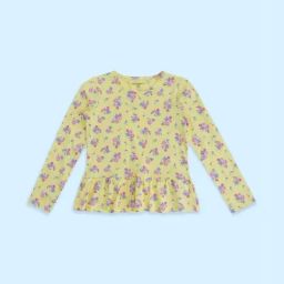 Pantaloons Junior Yellow & Blue Cotton Floral Print Full Sleeves Top-image-25