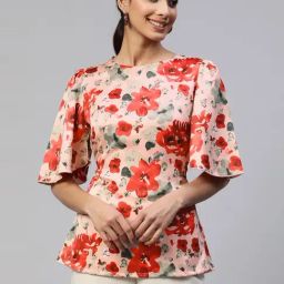Melon by PlusS Pink & Orange Floral Print Top-image-37