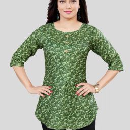 Saree Swarg Green Printed A Line Kurti-image-30