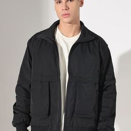 SHOWOFFFF Men Spread Collar Solid Bomber Jacket-picture-5