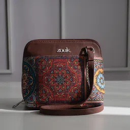 ZOUK Ethnic Motifs Printed Structured Sling Bag image 2