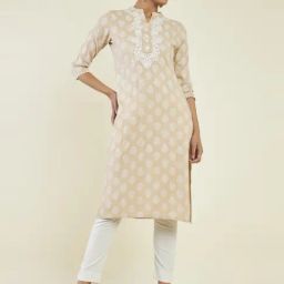 Soch Beige Embroidered Straight Kurta-image-77