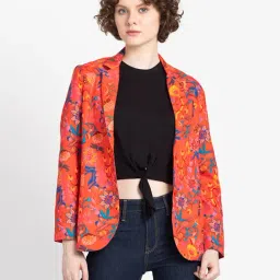 SHAYE Red Floral Print Blazer-image-63