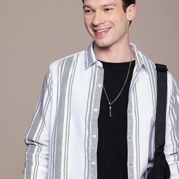 WROGN Vertical Stripes Pure Cotton Casual Shirt-image-57