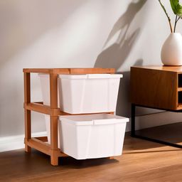 Kuber Industries White & Brown 2 Tier Storage Organisers-36