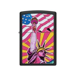 Zippo Black Brass Lady Liberty Design Windproof Pocket Lighter-10