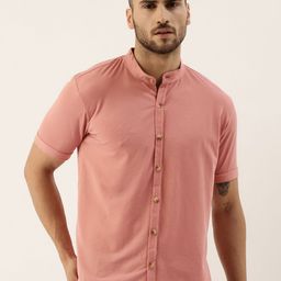 Campus Sutra Men Pink Solid Cotton Casual Shirt-image-78