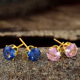 MEMOIR Set Of 2 Gold-Plated Contemporary Studs Earrings-15