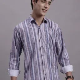 Jainish Purple Regular Fit Striped Shirt-image-62