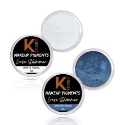 KINDED Makeup Pigments Loose Shimmer Powder Eyeshadow 03 White Pearl & 05 Smokey Blue Combo-image-66