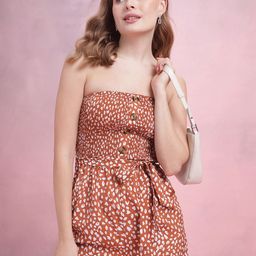 DressBerry Off-Shoulder Smocked Printed Belted Basic Jumpsuit-picture-19