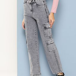 Aarika Women Acid Wash Cargo Jeans-image-100