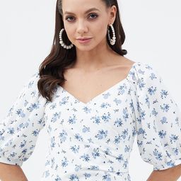 Harpa Floral Printed Puff sleeve Crop Top-image-94