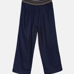 MINI KLUB Girls Navy Blue Regular Fit Solid Parallel Trousers-image-78