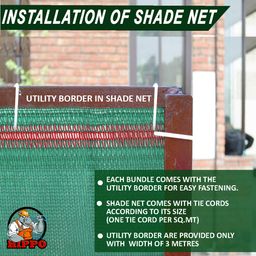 HIPPO - Green 50% - Shade & Garden Net - 3mt x 10mt - with Utility Border, UV Stabilized & Dimensional Stable image 4