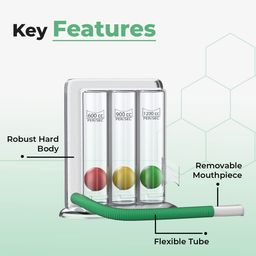 PAXMAX spirometer for Lungs Breathing Exercise | Respiratory Exerciser | 3 Balls Incentive Respirometer With Air Filter and Precise Inhalation Valve | Washable, Hygienic and Detachable image 4