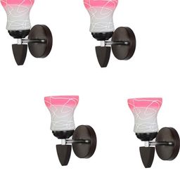 1ST TIME Pink & White Set of 4 Printed Glass Cylinder Shaped Wall Lamp-picture-41