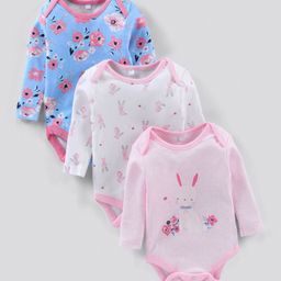 Lily and Jack Full Sleeves Onesies Pack of 3 - Pink White Blue-image-65
