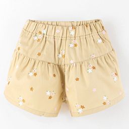 Little Kangaroos Mid Thigh Length Shorts Floral Print - Cream-image-98