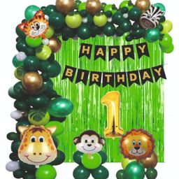Bubble Trouble Jungle Animal Forest Theme 1st Birthday Party Decorations Combo - 51 Pieces-11