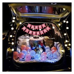 Bubble Trouble  Car theme birthday decoration with rose gold & metallic silver color balloons arch & Pink birthday banner- Set of 33 Items-image-66