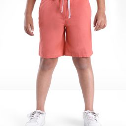 Arias Cotton Twill Knee Length Solid Color Relaxed Fit Shorts With Tipping Tape - Peach-24