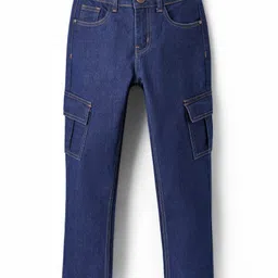 Pine Kids Full Length Washed Denim Jeans with Cargo Pocket - Navy Blue-picture-23
