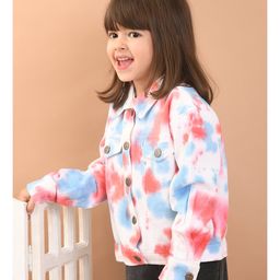 Superminis Twill Full Sleeves Tie Dye Jacket - Pink-image-87