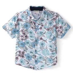 CrayonFlakes Rayon Half Sleeves Floral Printed Shirt - Offwhite-image-63