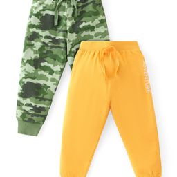 Babyhug Cotton Knit Full Length Lounge Pants with Camouflage & Text Print Pack of 2 - Multicolour-image-116