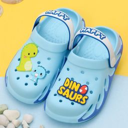 Yellow Bee Dinosaurs Applique Designed Clogs - Blue-picture-10
