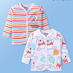 Babyoye Disney Full Sleeves Jhablas with Stripes & Winnie the Pooh Graphic Pack of 2 - White-image-99