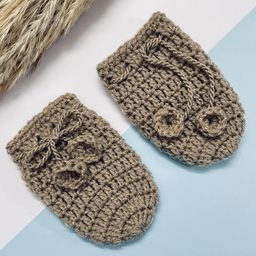 Little Peas Woollen Solid Crochet Designed Mittens - Beige-image-78