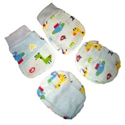 Akinos Kids Cotton Animals & Alphabets Printed Coordinating Mittens & Booties Set - Light Blue-15