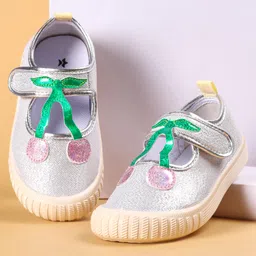 Cute Walk by Babyhug Casual Shoes with Velcro Closure & Cherry Applique - Silver-picture-23