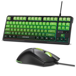 Archer Tech Lab Astra G300 Wired RGB Gaming Keyboard & Mouse Combo| 87 Keys+ 19 Anti-Ghost Keys| 7 Mouse Keys| 4 DPI 1200-3600| 125Hz Poling Rate| 1.5M Cable| 5 Millions Click, Silent Compact (Green)-27