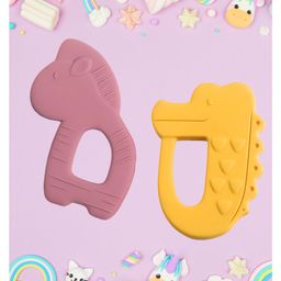 SUN & SHINE | 100% Natural Rubber & Silicone Teether For 6 To 12 Months Baby | BPA-Free, Soft & Gentle | Teething Toys For Babies | Pack of 2 - Random Color | Ideal Gifts For New Parents (Neigh Neigh Nibbler + Gummy Gator)-22