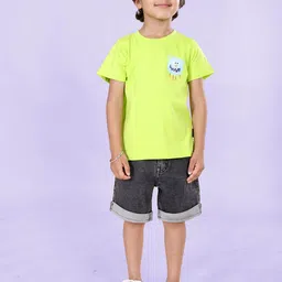 KiddoPanti Boys Monster Graphic Printed Round Neck Pure Cotton T-Shirt With Shorts-image-46
