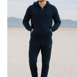 Mens Solid Two Thread Cotton Fleece Winter Track Pant-image-3