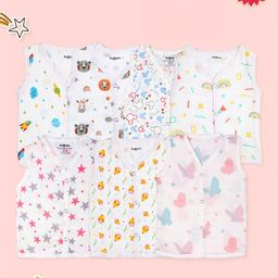 Kidbea Infants Pack Of 7 Printed Pure Bamboo Jhabla JH_15_PO7_03-47