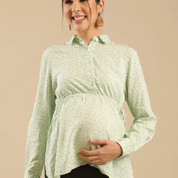 Shades of Sabi Floral Print Cotton Maternity Top-image-94