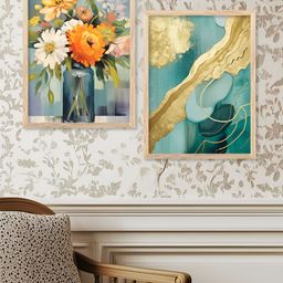 Kotart Green & Orange 2 Pieces Modern Wooden Wall Arts-picture-1