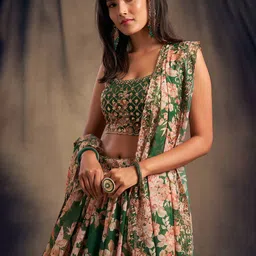 DIVASTRI Embellished Sequinned Semi-Stitched Lehenga & Unstitched Blouse With Dupatta image 5
