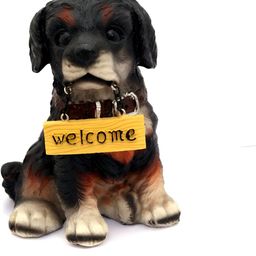 Aura White & Yellow Welcome Dog Showpiece-image-89