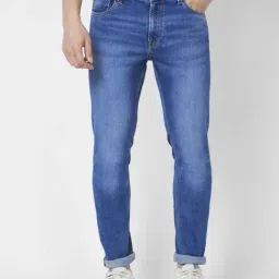 Spykar Mid Blue Cotton Super Slim Fit Jeans-picture-17