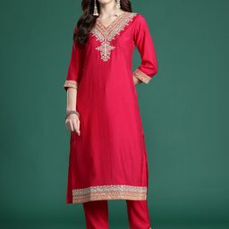 Indo Era Ethnic Motifs Embroidered Kurta with Trousers-picture-25