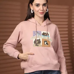 Thirty Threads Women Printed Hooded Pullover Sweatshirt-picture-23
