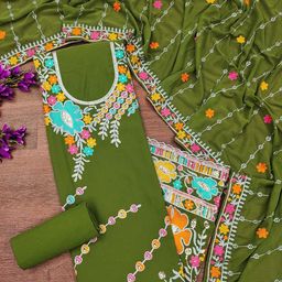 SAINOOR Embroidered Silk Georgette Unstitched Dress Material-image-84