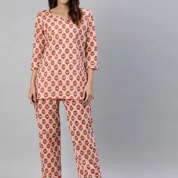 Divena Women Pink & Red Floral Printed Night Suit-picture-29