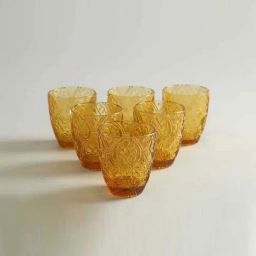 Home4U Almassy Mustard & Transparent Glass Tumbler (0.25 L) - Set of 6-31